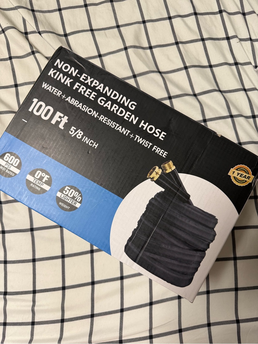 Non-Expanding Kink-Free Garden Hose - Black - Unbranded